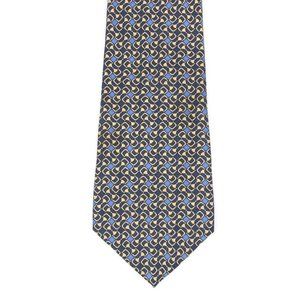 Truzzi  Sharp! Geometric Blue with Yellow Circle Swirl Pattern Silk Neck Tie